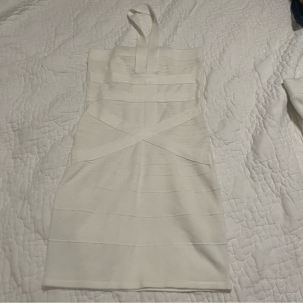 Hot Miami Styles white halter bodycon dress #93